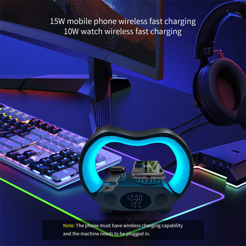 Smart LED Table Lamp Speaker with Wireless Charging