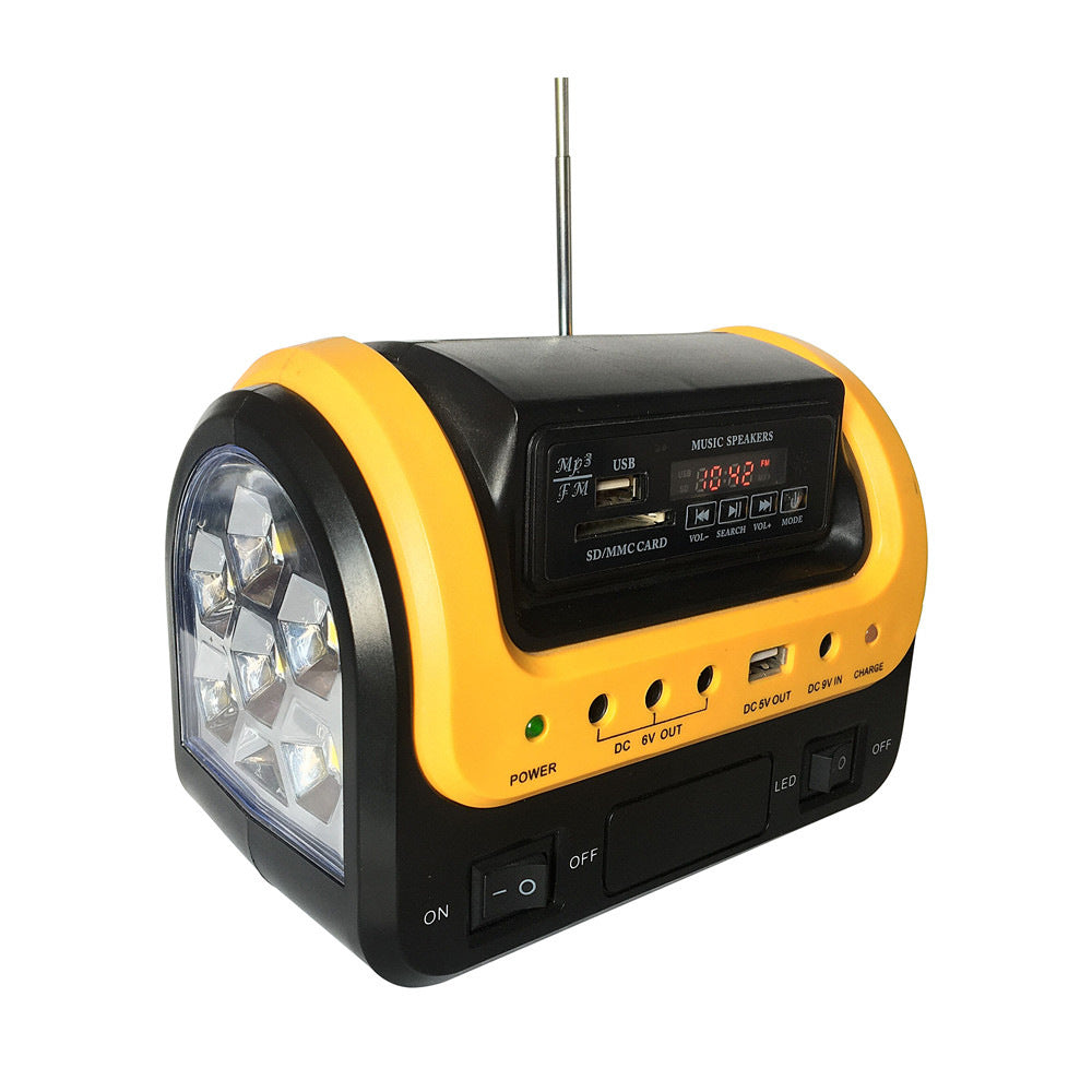 Solar-Powered Portable Bluetooth Radio with Utility Lamp