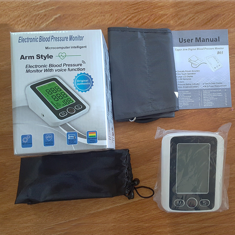 TriGlow Voice Arm BP Monitor – Large Screen & 3-Color Backlight