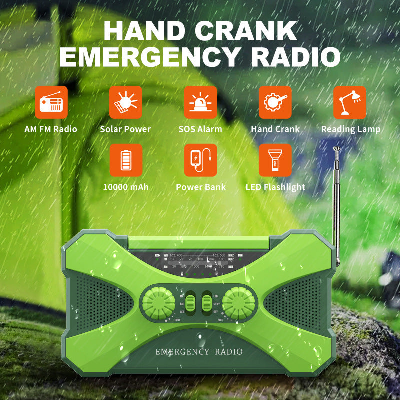 TriSafe 3-in-1 Emergency Solar Radio – Hand Crank Power Bank with Lamp & SOS