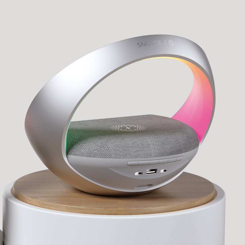 All-in-One Wireless Charging Clock Speaker with Ambient Light