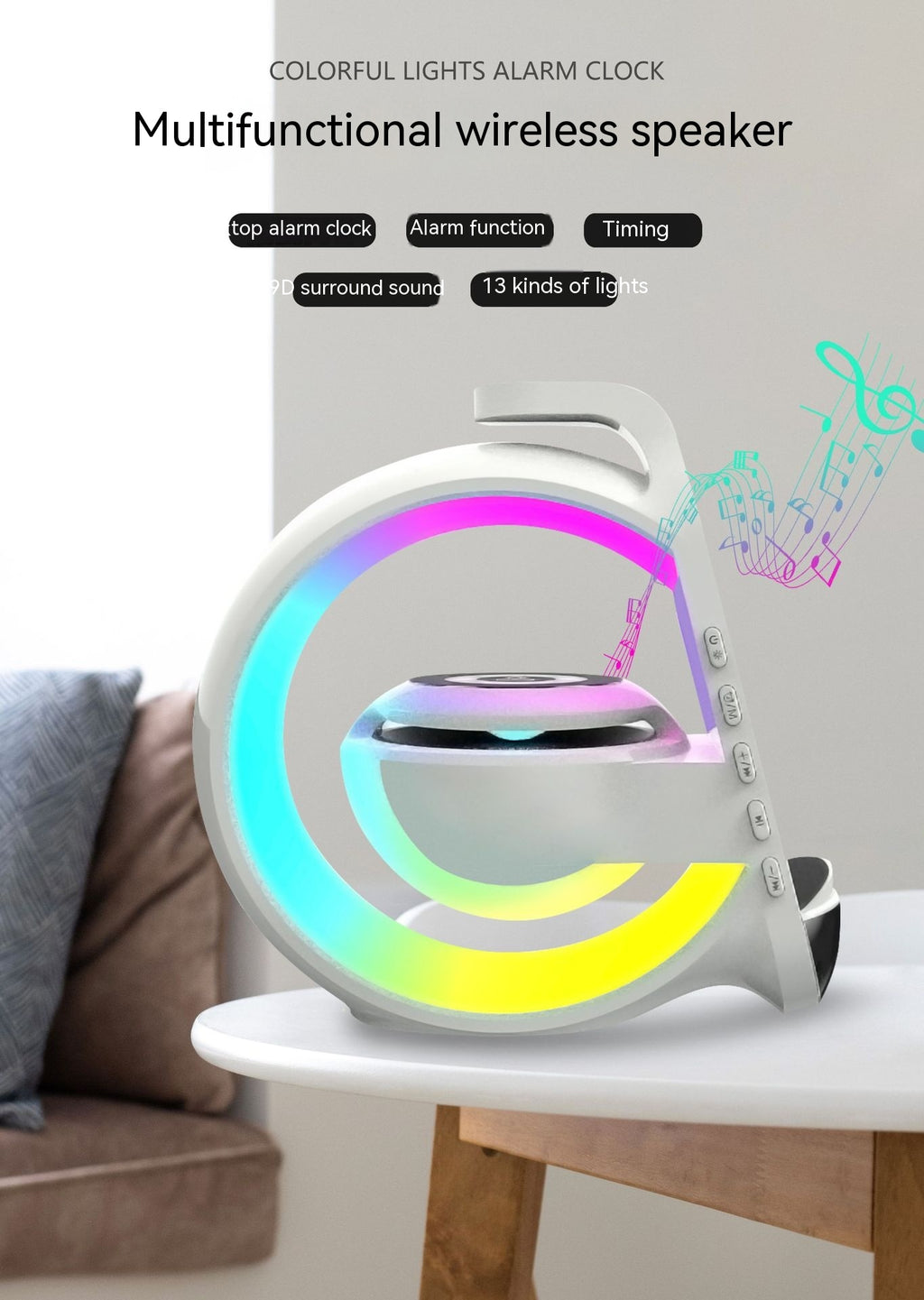 Six-in-One Bluetooth Speaker with Ambient Light and Charging