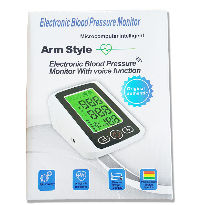 TriGlow Voice Arm BP Monitor – Large Screen & 3-Color Backlight