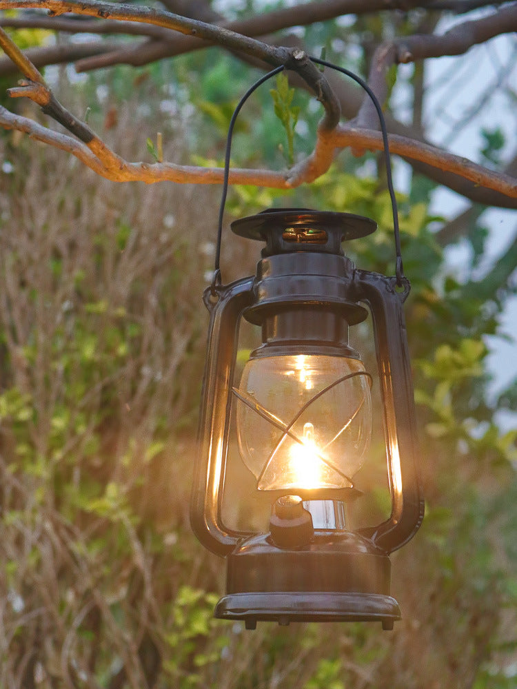 USB Rechargeable Solar Outdoor Camping Lantern with Vintage Design