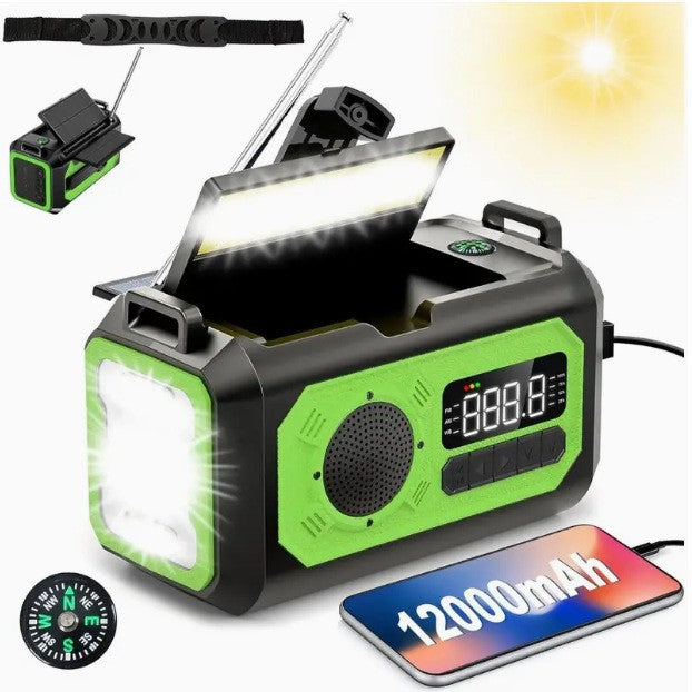 Hand-Crank Solar Emergency Power Bank with Built-In Lighting
