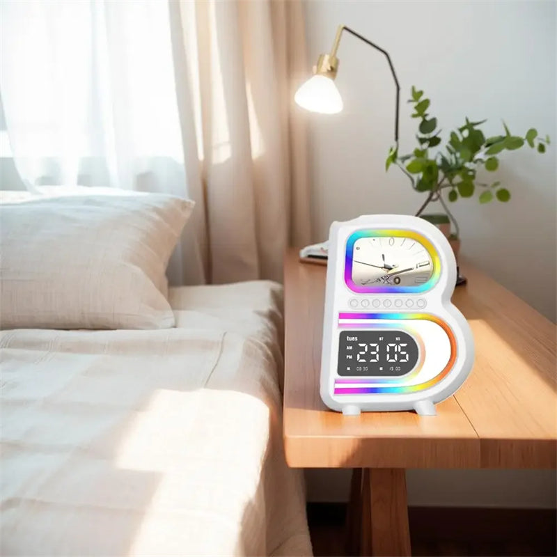 B-Shape Desk Speaker with Wireless Charging and Clock