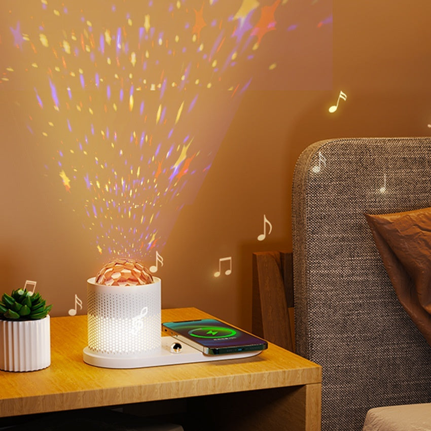 Starry Sky Night Lamp with Bluetooth Speaker and Wireless Charging