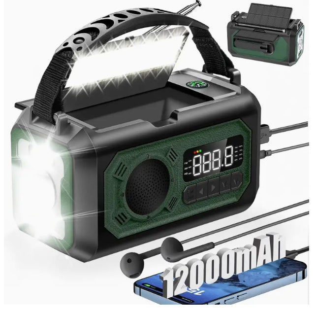 Hand-Crank Solar Emergency Power Bank with Built-In Lighting