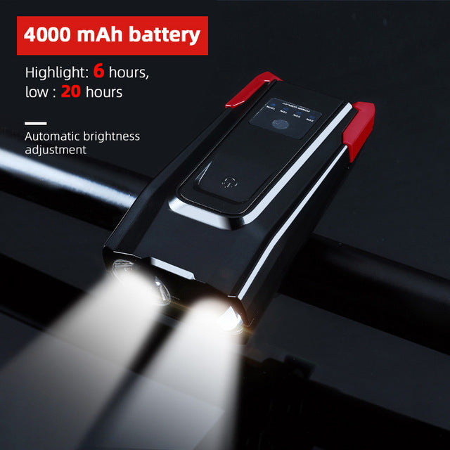 800LM Bicycle Headlight – IPX6 Waterproof LED Bike Light with Horn & USB Recharge