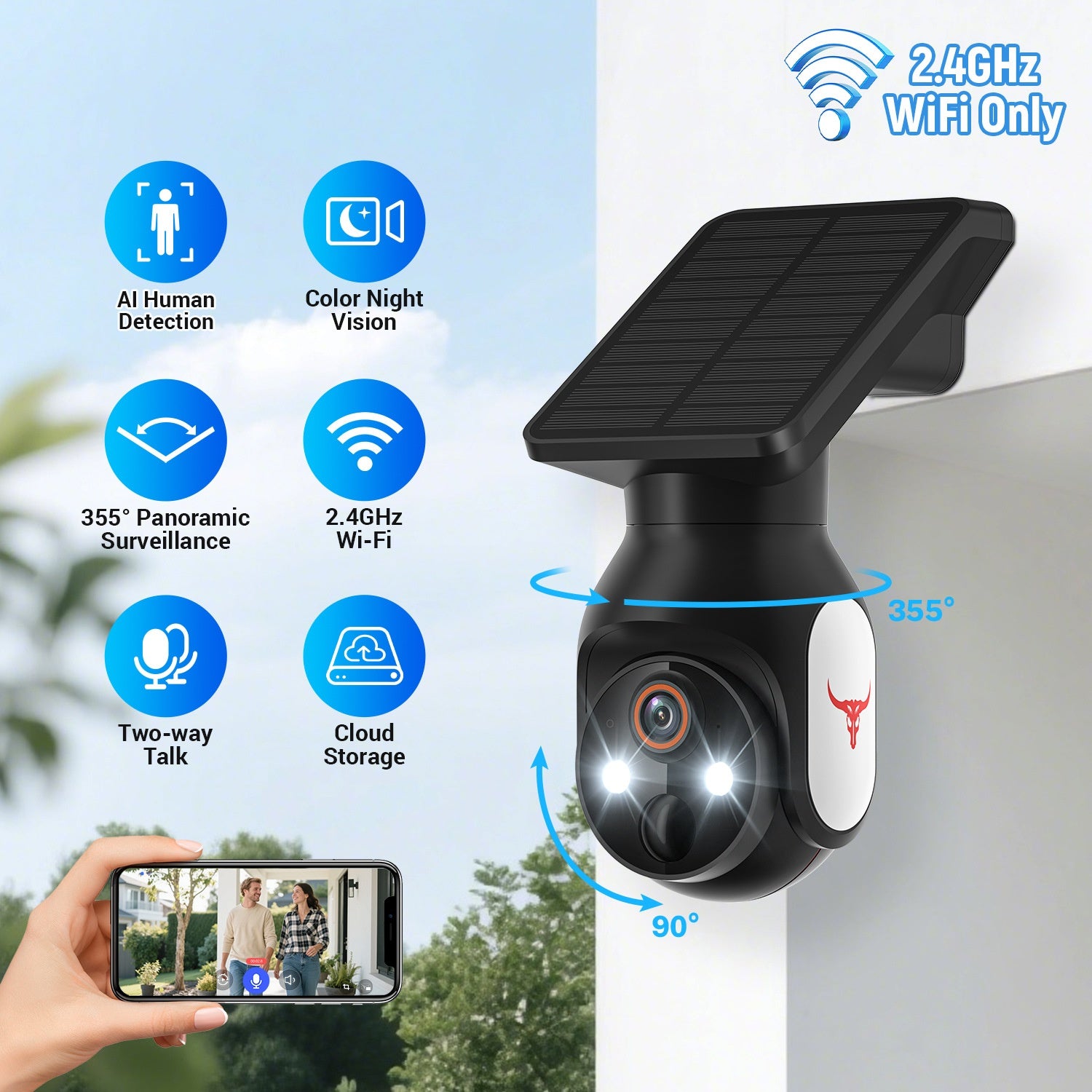 Wireless Solar Battery Dome Security Camera