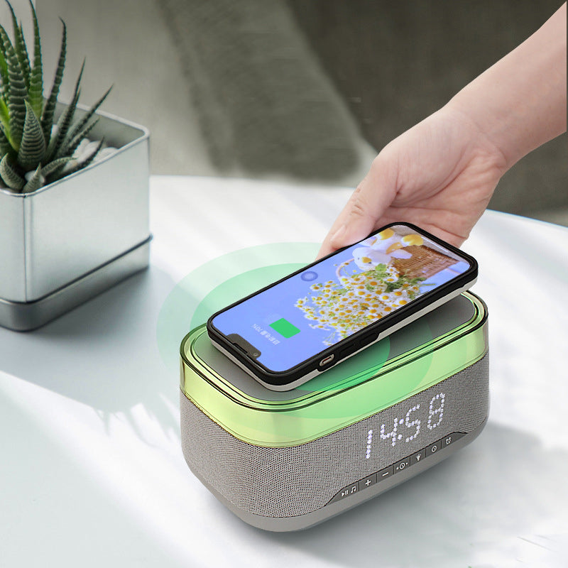 Smart Alarm Clock Speaker with Wireless Charging
