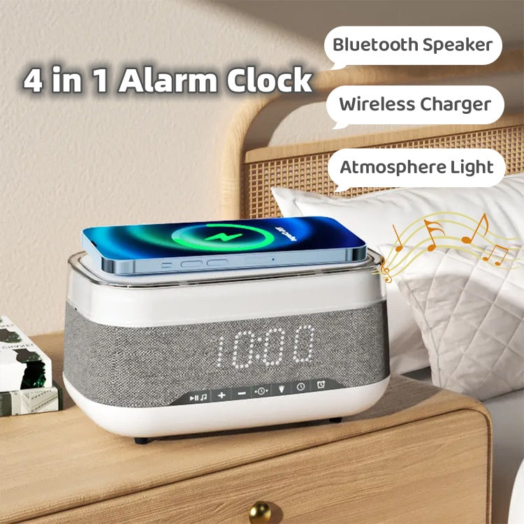 Smart Alarm Clock Speaker with Wireless Charging