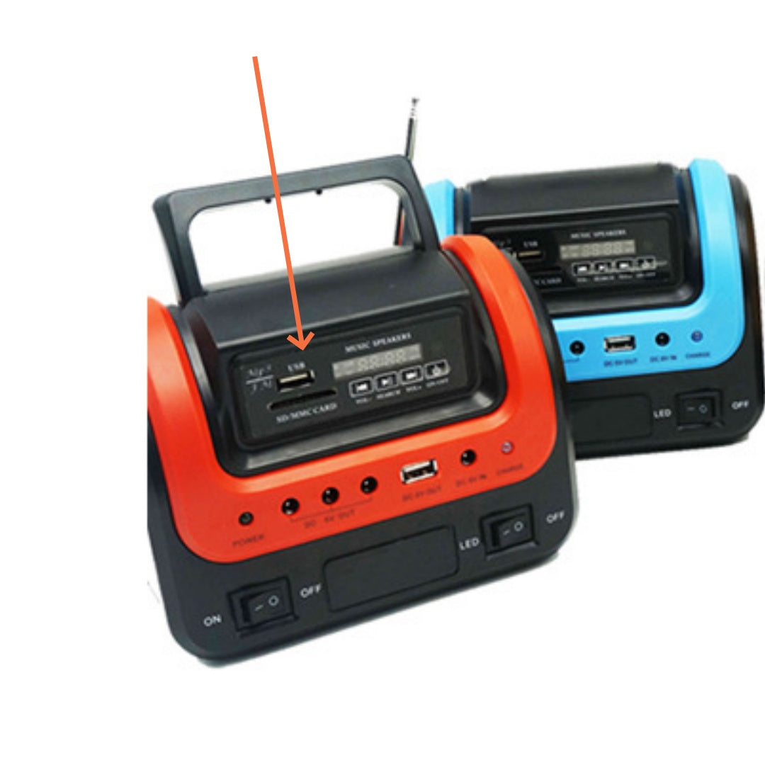 Solar-Powered Portable Bluetooth Radio with Utility Lamp