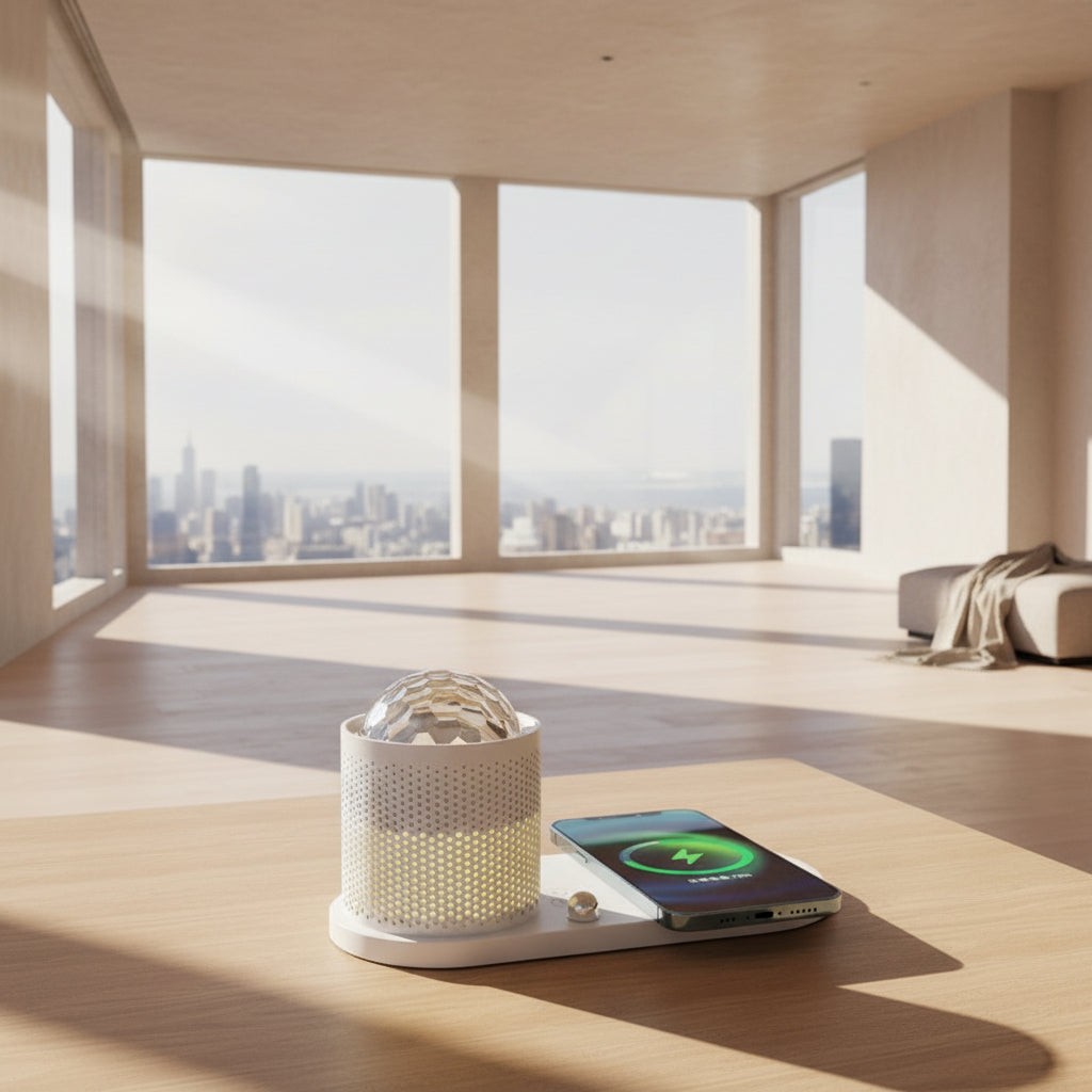 Starry Sky Night Lamp with Bluetooth Speaker and Wireless Charging