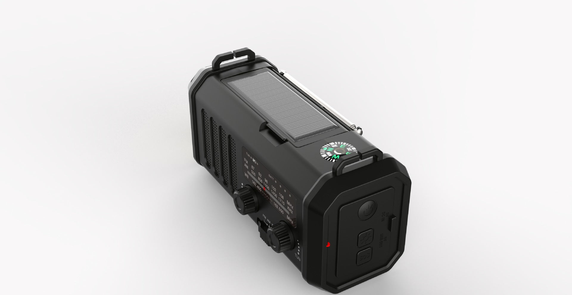 Solar Charging FM/AM Emergency Radio Flashlight with Speaker and Compass