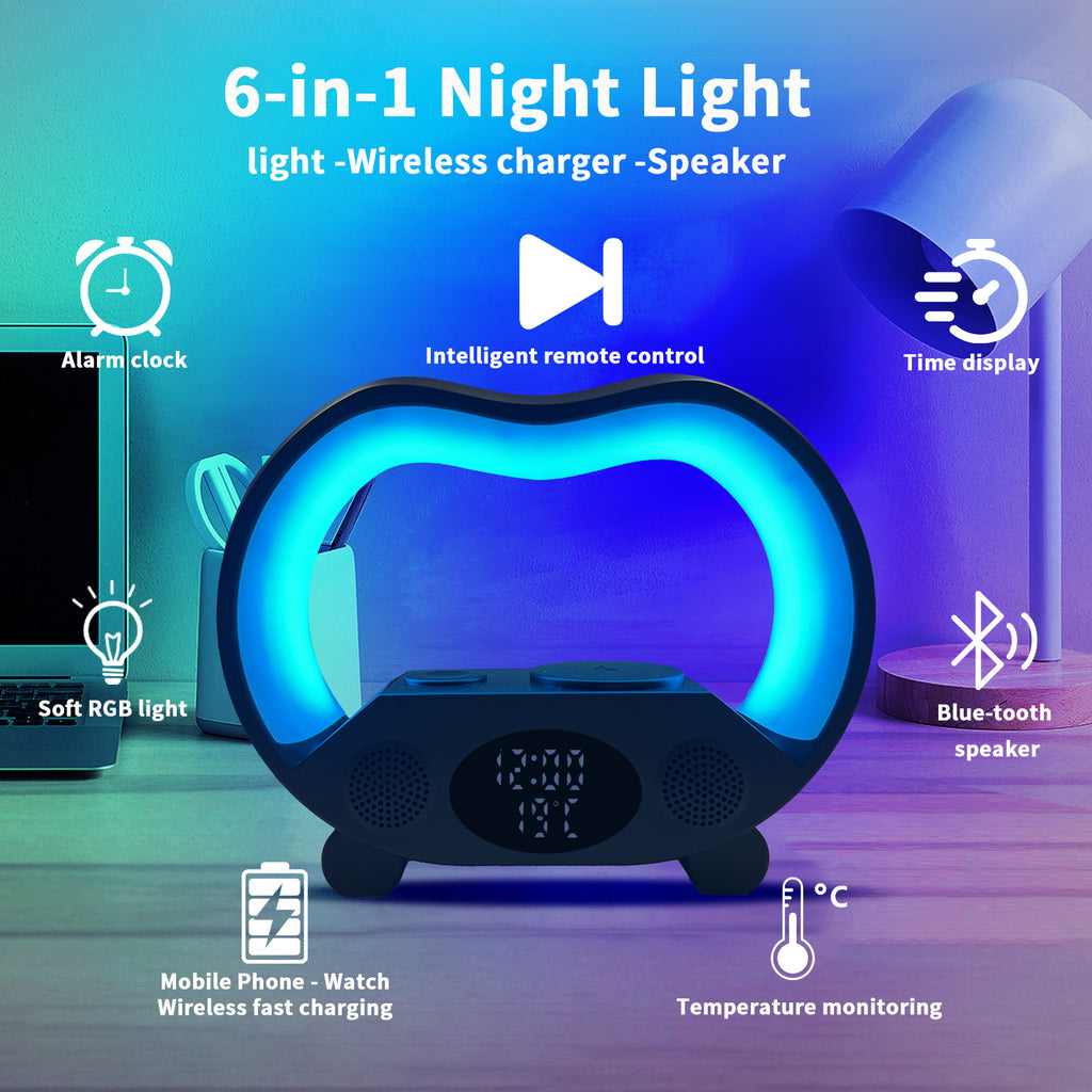 Smart LED Table Lamp Speaker with Wireless Charging