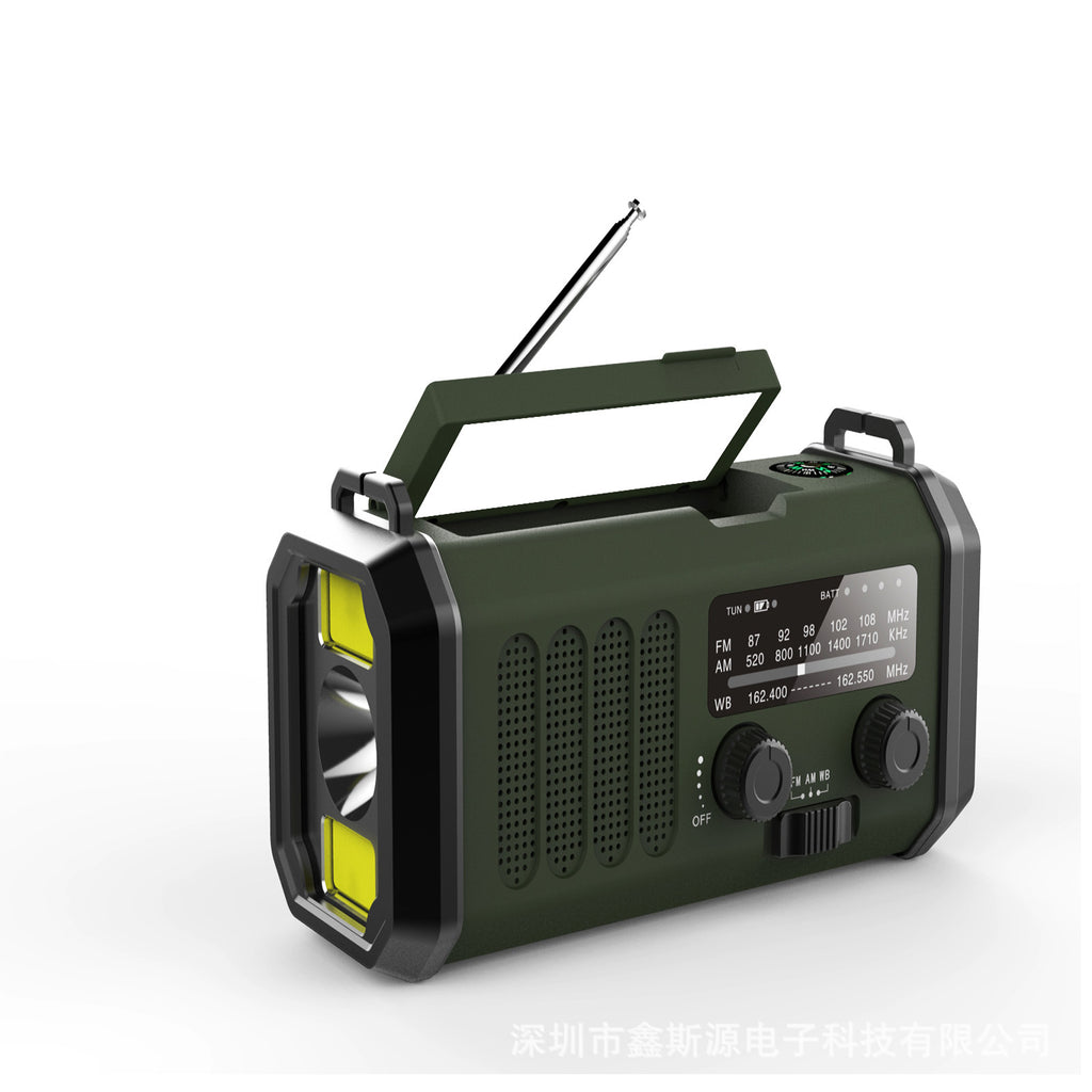 Solar Charging FM/AM Emergency Radio Flashlight with Speaker and Compass