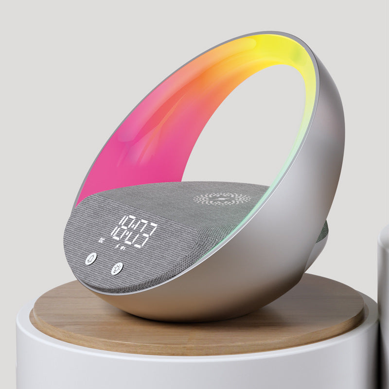 All-in-One Wireless Charging Clock Speaker with Ambient Light