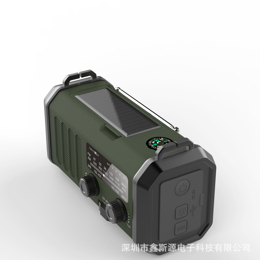 Solar Charging FM/AM Emergency Radio Flashlight with Speaker and Compass